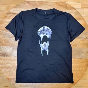SHEIN Black Tee with Artistic Drip Design